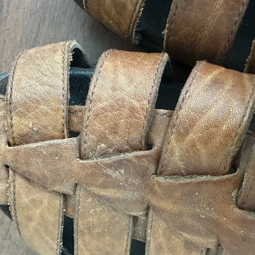 Mephisto Sam Mens 10 Fisherman Sandals Brown Leather Adjustable Buckled Strap